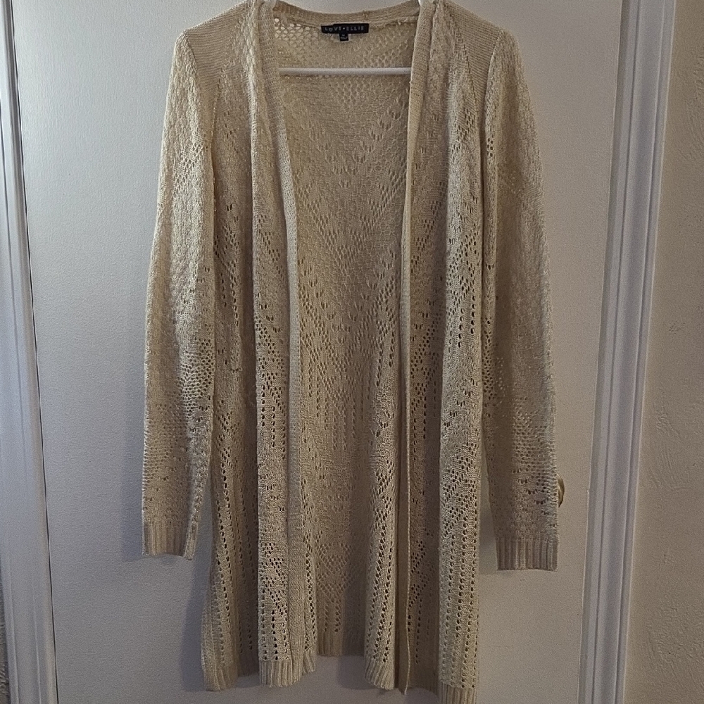 Loft Cream Open Knit Cardigan Sweater